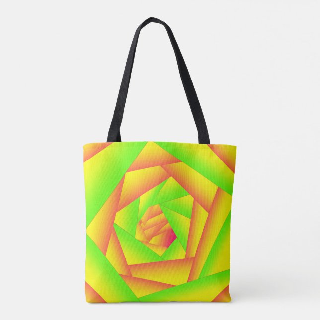 Bolsa Tote Design Abstrato do Ombro Amarelo Laranja Verde Cit (Verso)