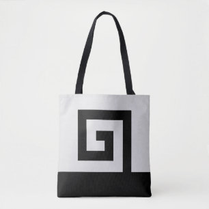 Bolsa Tote Design abstrato helicoidal a preto e quase branco