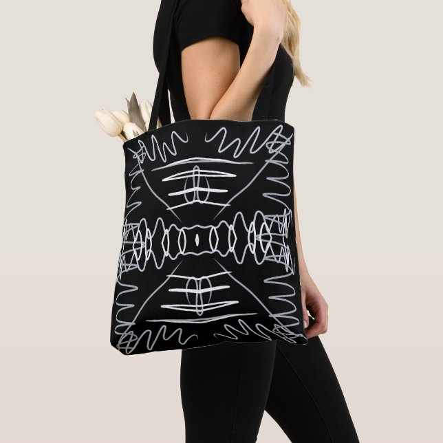 Bolsa Tote Design abstrato preto e branco (Close Up)