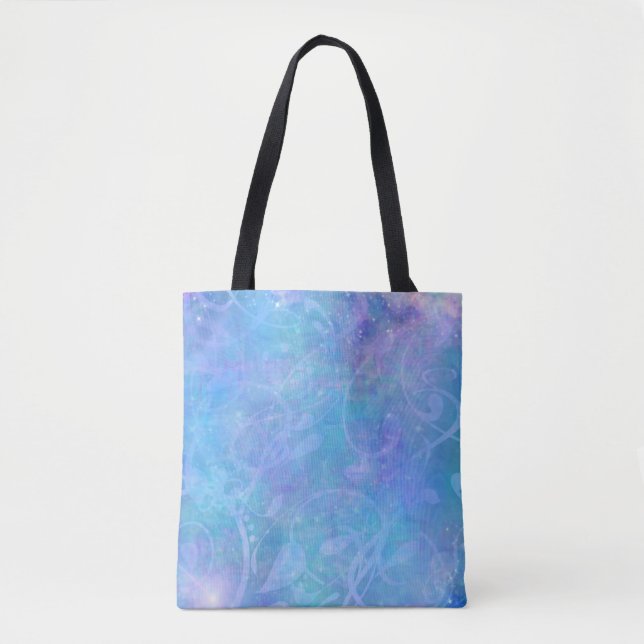 Bolsa Tote Design Abstrato Roxo, Aqua e Azul  (Frente)