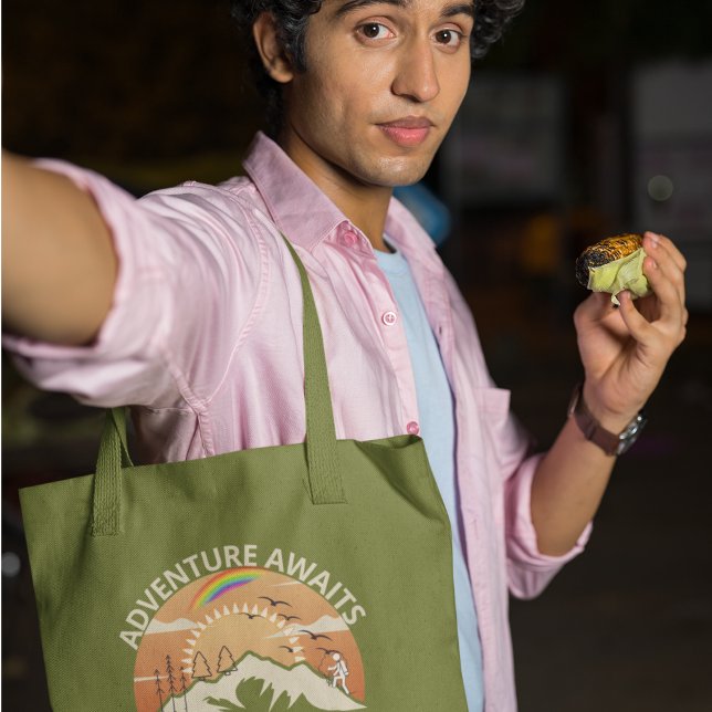 Bolsa Tote design "Adventure Await-Explore as montanhas" (Criador carregado)