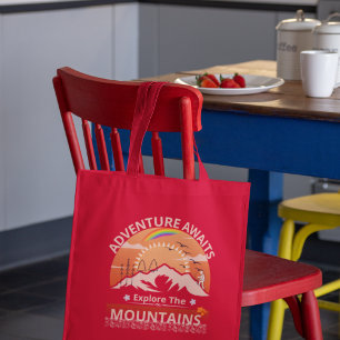 Bolsa Tote design "Adventure Await-Explore as montanhas"
