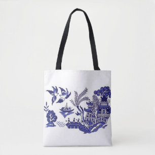 Bolsa Tote Design azul azul & branco do salgueiro de China