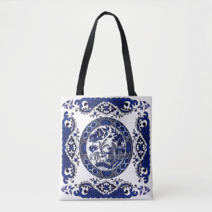 Bolsa Tote Design azul clássico de China do salgueiro