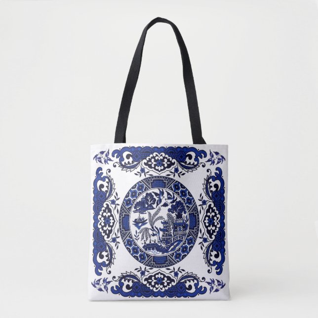 Bolsa Tote Design azul clássico de China do salgueiro (Frente)