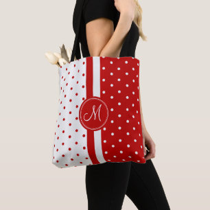 Bolsa Tote Design Bolinhas Vermelho e Branco