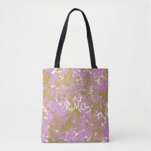 Bolsa Tote Design Botânico Rosa Elegante Personalizado