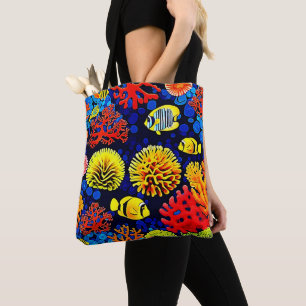 Bolsa Tote Design brilhante de vida de recife subaquático