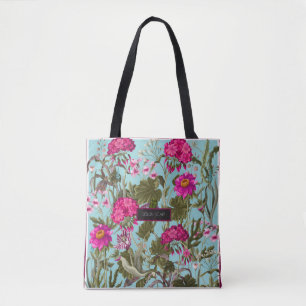 Bolsa Tote Design cachecol com gerânios e flores silvestres.