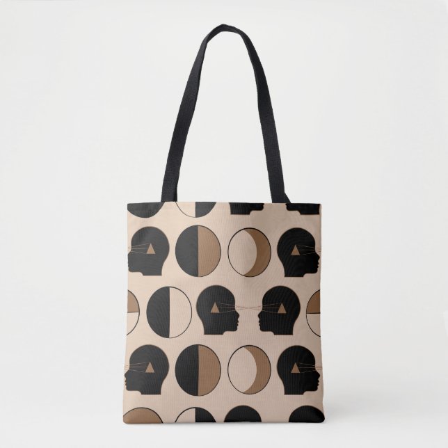 Bolsa Tote Design Celestial de Padrão Sem Costura com Energ H (Frente)