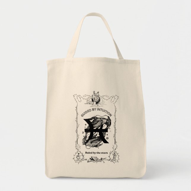 Bolsa Tote Design Celestial Intuição de Peixes (Frente)