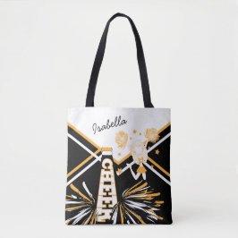 Bolsa Tote Design Cheerleader branco, preto e Dourado