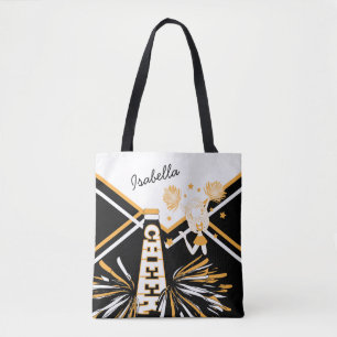 Bolsa Tote Design Cheerleader branco, preto e Dourado