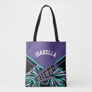Bolsa Tote Design Cheerleader Roxo, Teal, Preto e Branco