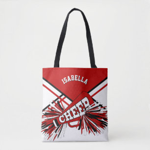 Bolsa Tote Design Cheerleader vermelho, preto e branco
