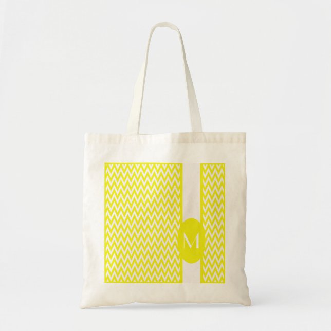 Bolsa Tote Design Chevron Elegante Lemon com monograma (Frente)