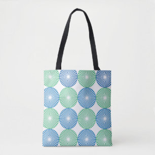 Bolsa Tote Design circular azul e verde
