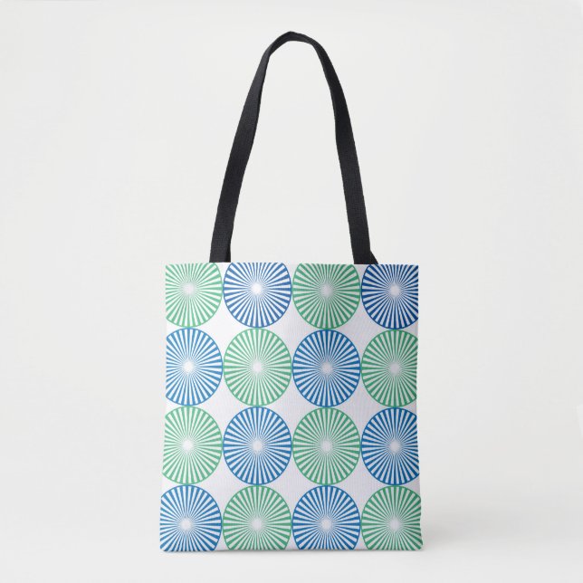 Bolsa Tote Design circular azul e verde (Frente)