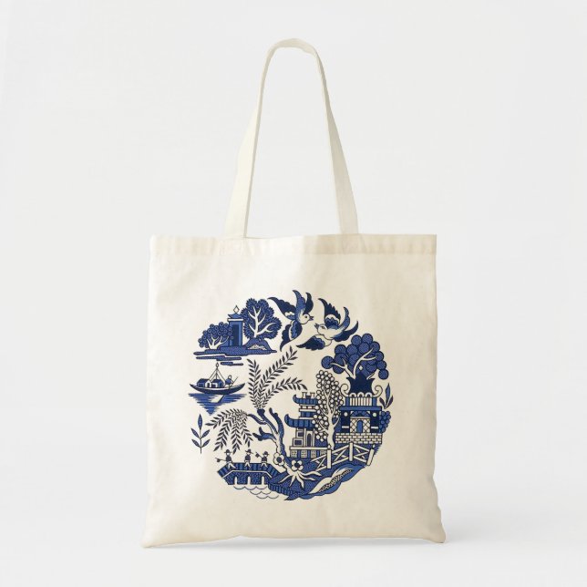Bolsa Tote Design Clássico Azul Selvagem China (Frente)