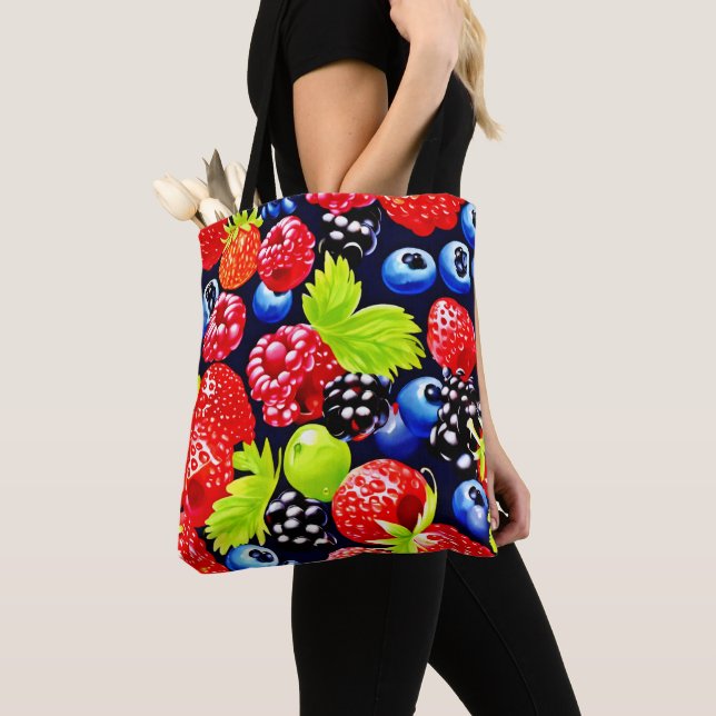 Bolsa Tote Design Colorido de Mistura de Frutas Vermelhas (Close Up)