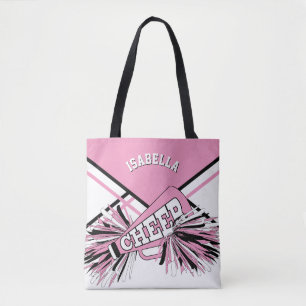 Bolsa Tote Design cor-de-rosa, preto & branco do cheerleader