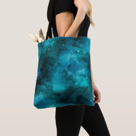 Bolsa Tote Design da Série Galáxia Azul-Verde 7