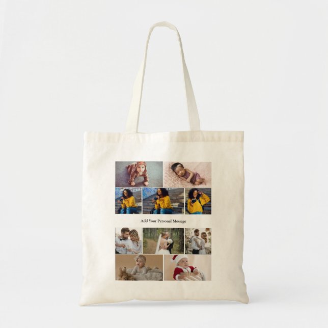 Bolsa Tote Design da Sua Própria Colagem de Fotos 10 (Frente)