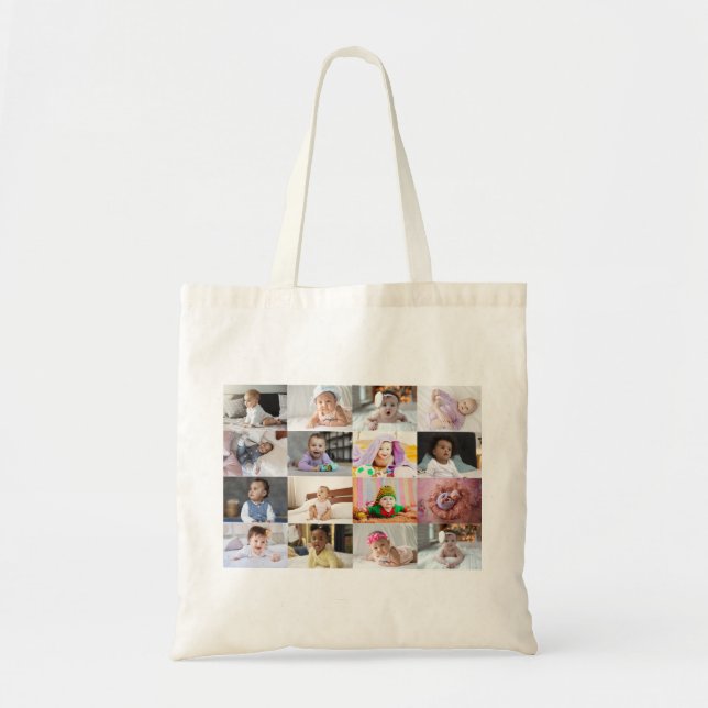 Bolsa Tote Design da Sua Própria Colagem de Fotos 16 (Frente)