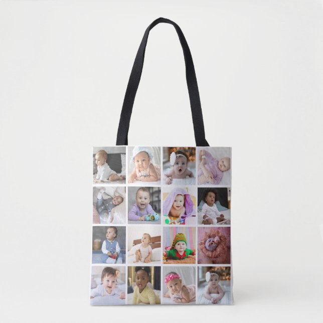 Bolsa Tote Design da Sua Própria Colagem de Fotos 16 (Frente)