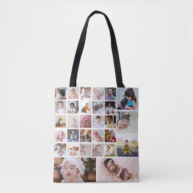 Bolsa Tote Design da Sua Própria Colagem de Fotos 30 (Frente)