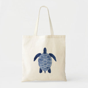 Bolsa Tote Design da tartaruga de mar no índigo
