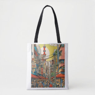 Bolsa Tote Design de 3D do Mercado Bazar Alto _Moda de Estilo