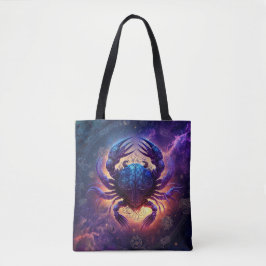 Bolsa Tote Design de Aquarela com Sinal Zodiac do cancer