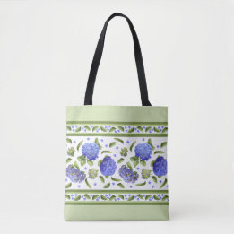 Bolsa Tote Design de Arte Botânica da Flor Azul Hydrangea