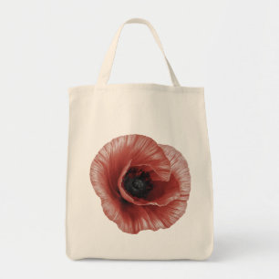 Bolsa Tote Design de Arte Botânica Vermelha Negra