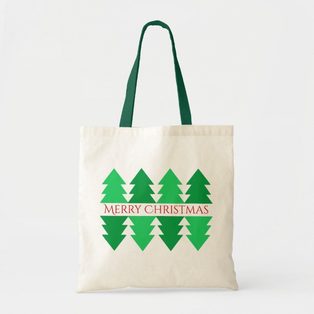 Bolsa Tote Design de Árvore Verde de Natal Simples (Frente)