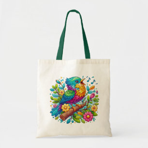 Bolsa Tote Design de Ave Colorida
