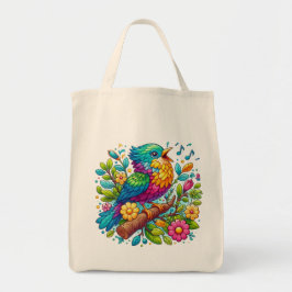 Bolsa Tote Design de Ave Colorida