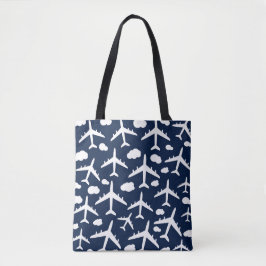 Bolsa Tote Design de avião de voo azul