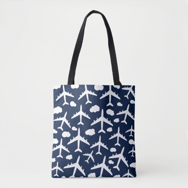 Bolsa Tote Design de avião de voo azul (Frente)