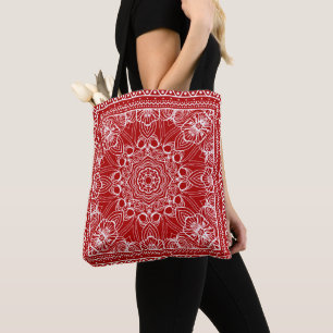 Bolsa Tote design de bandana vermelha e branca