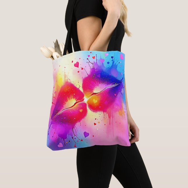 Bolsa Tote Design de barra colorida (Close Up)