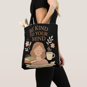Bolsa Tote Design de Bem-Estar Mental – Área de Texto Editáve