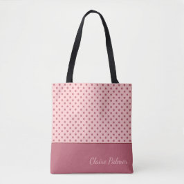 Bolsa Tote Design de bolinhas cor-de-rosa