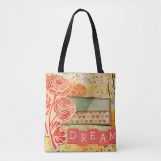 Bolsa Tote Design de Buquê Floral Laranja Sonhador