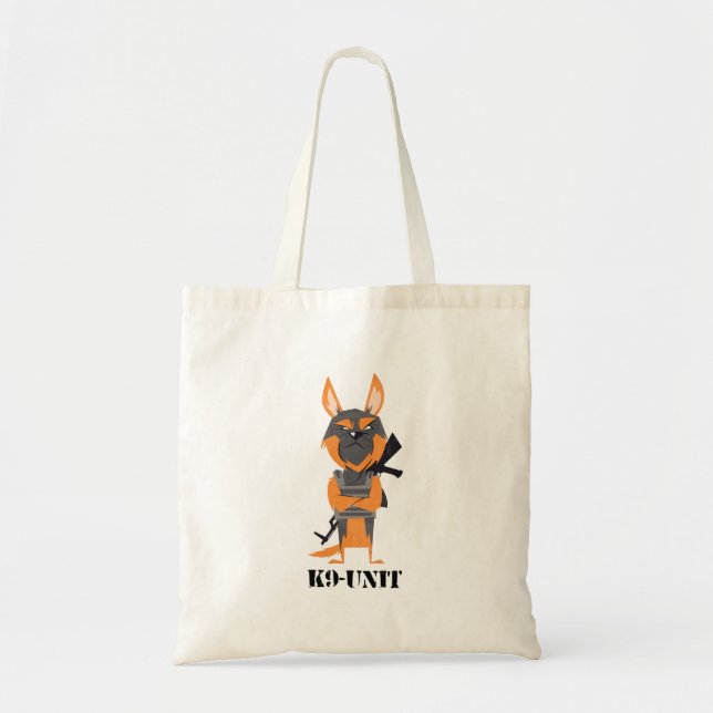 Bolsa Tote Design de cachorro da unidade K9 de desenho animad (Frente)