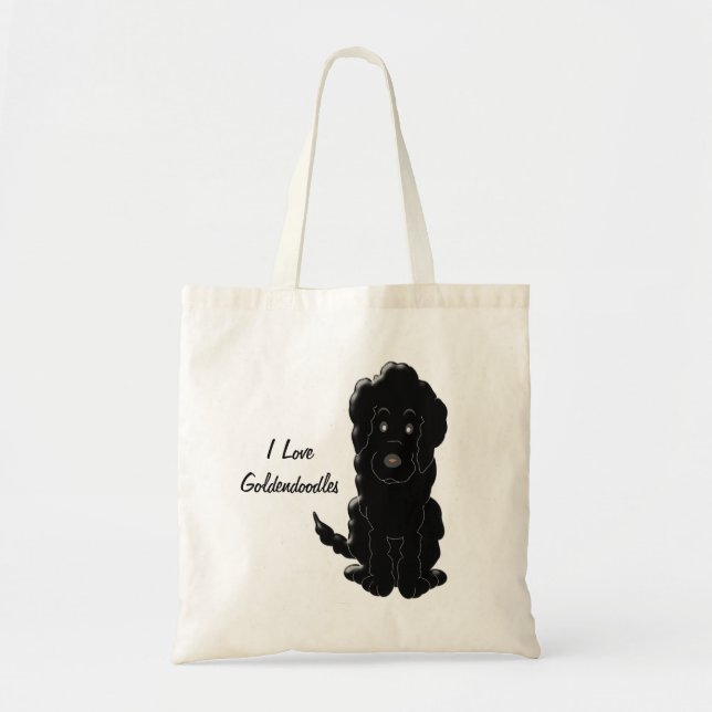 Bolsa Tote Design de cachorro Goldendoodle preto (Frente)
