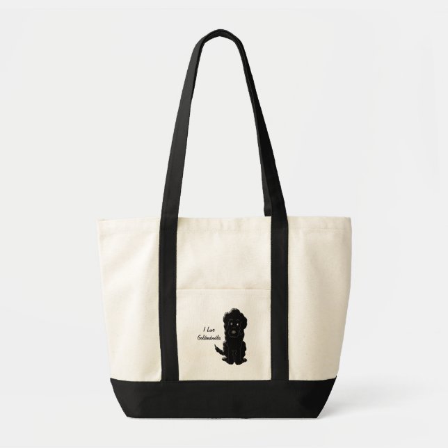 Bolsa Tote Design de cachorro Goldendoodle preto (Frente)