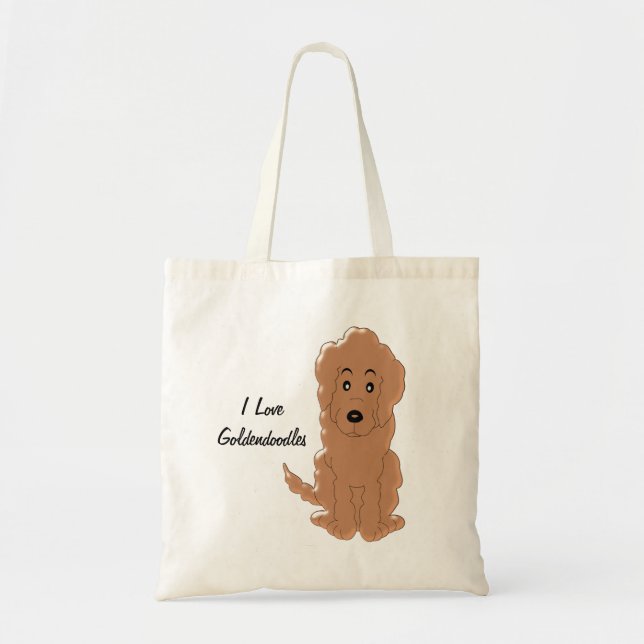 Bolsa Tote Design de cachorro Goldendoodle Vermelho (Frente)