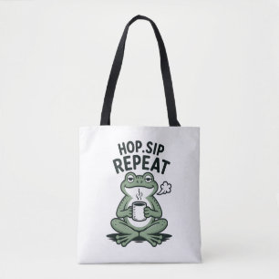 Bolsa Tote Design de Café de Sapo Divertido Saltar Beber Repe